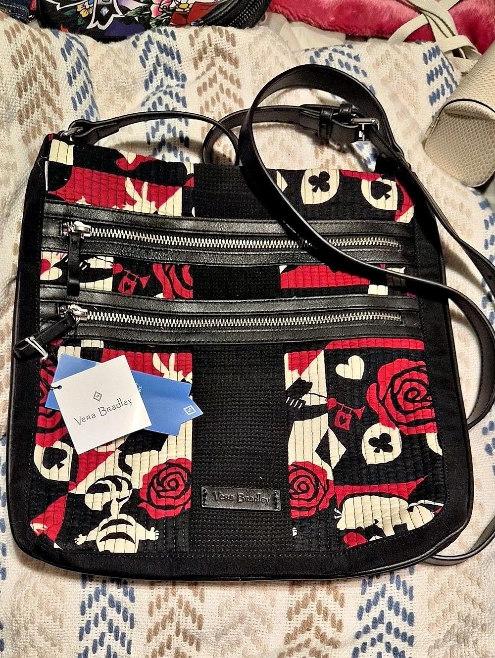 Vera Bradley Lea Crossbody Bag Black & Red NWT Alice In Wonderland!!